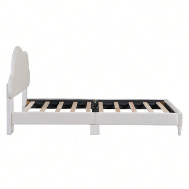 Cloud-Shaped Velvet Twin Platform Bed Frame with Wood Slat Support No Box Spring Required Easy Assembly