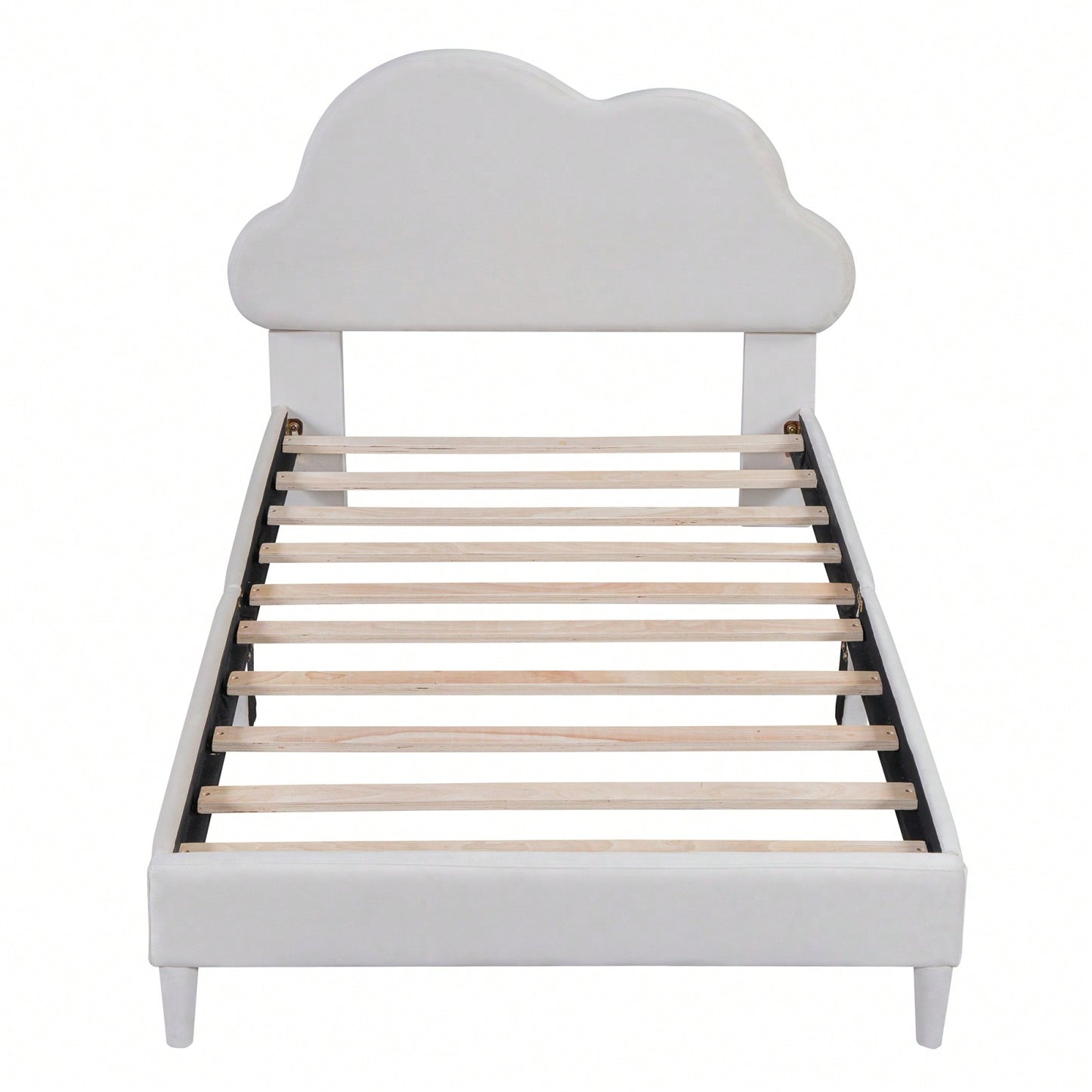 Cloud-Shaped Velvet Twin Platform Bed Frame with Wood Slat Support No Box Spring Required Easy Assembly
