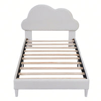 Cloud-Shaped Velvet Twin Platform Bed Frame with Wood Slat Support No Box Spring Required Easy Assembly