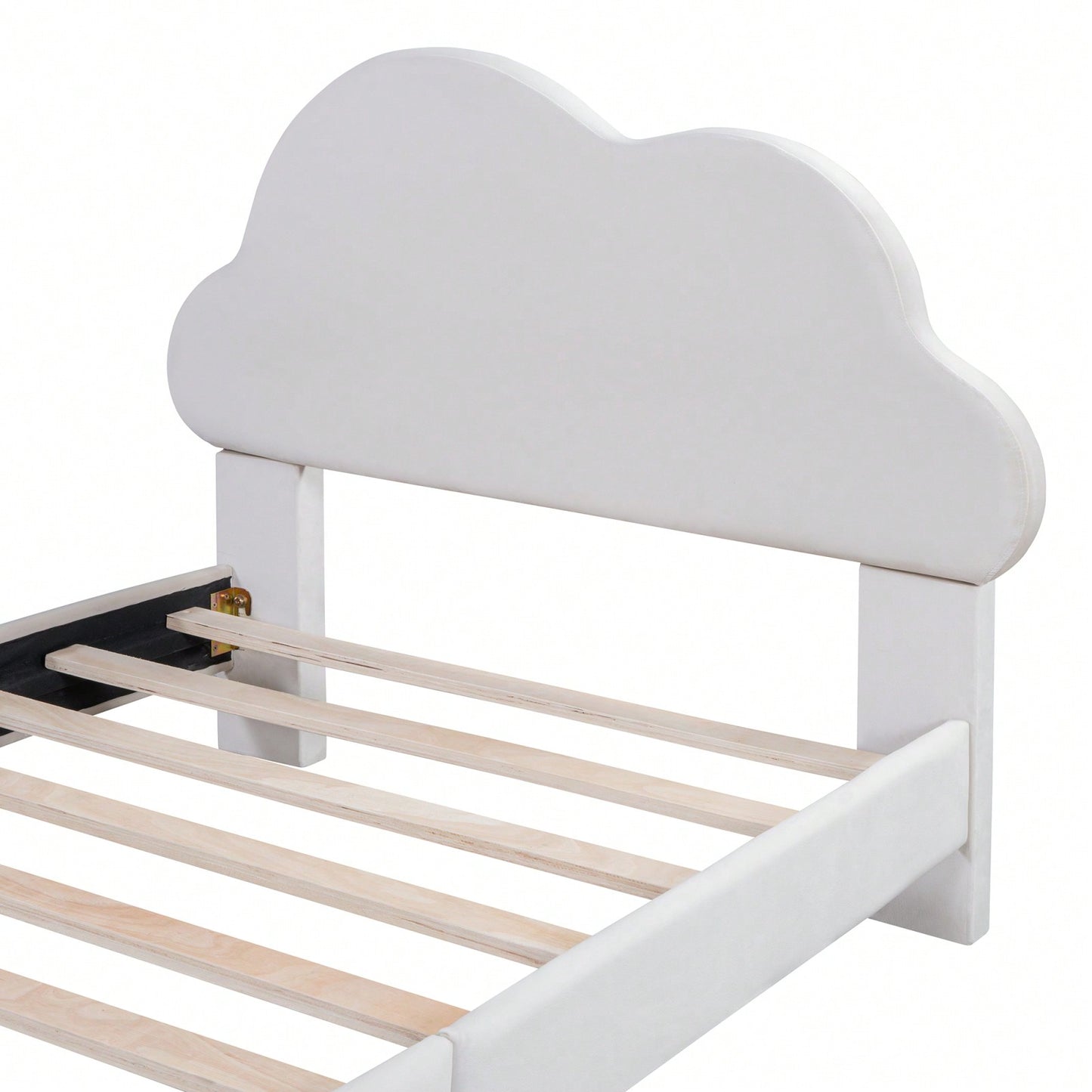 Cloud-Shaped Velvet Twin Platform Bed Frame with Wood Slat Support No Box Spring Required Easy Assembly