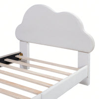 Cloud-Shaped Velvet Twin Platform Bed Frame with Wood Slat Support No Box Spring Required Easy Assembly