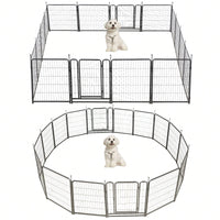 16 Panels Dog Playpen For Outdoor,Yard,Camping,31.6"Height Dog Fence With 2 Doors.