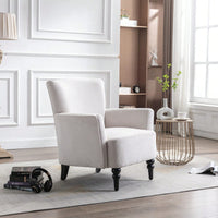 Modern Accent Sofa Chair With Linen Surface,Leisure Chair With Solid Wood Feet For Living Room Bedroom Studio