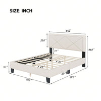 Queen Size Platform Bed Frame With Upholstered Velvet Headboard And Wooden Slat Support, No Box Spring Needed, Easy Assembly