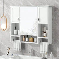 Modern Wall Mounted Bathroom Storage Cabinet, Bathroom Wall Cabinet With Mirror, Medicine Cabinet With Towels Bar