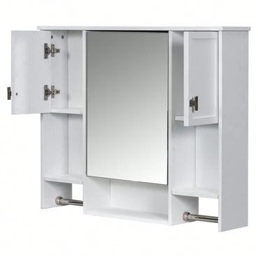 Modern Wall Mounted Bathroom Storage Cabinet, Bathroom Wall Cabinet With Mirror, Medicine Cabinet With Towels Bar