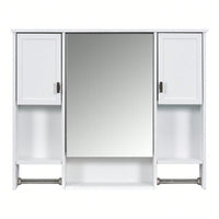 Modern Wall Mounted Bathroom Storage Cabinet, Bathroom Wall Cabinet With Mirror, Medicine Cabinet With Towels Bar