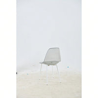 Set Of 4 Transparent Grey Dining Chairs With Metal Legs
