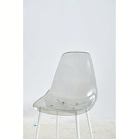 Set Of 4 Transparent Grey Dining Chairs With Metal Legs