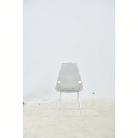 Set Of 4 Transparent Grey Dining Chairs With Metal Legs