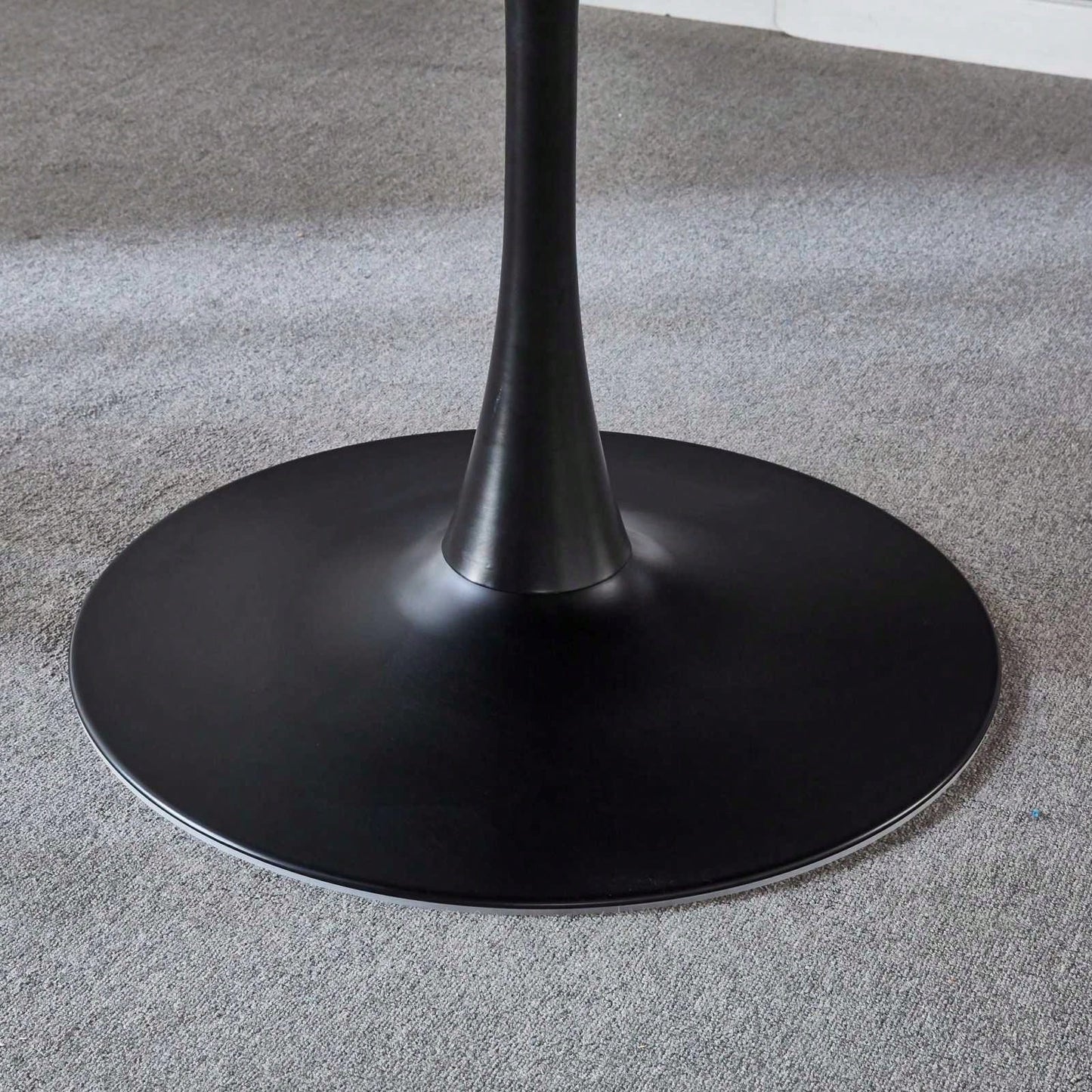 Mid-Century Modern 42 Inch Black Tulip Round Dining Table with Metal Legs for Kitchen and Dining Room