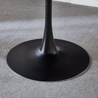 Mid-Century Modern 42 Inch Black Tulip Round Dining Table with Metal Legs for Kitchen and Dining Room