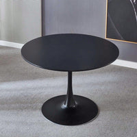 Mid-Century Modern 42 Inch Black Tulip Round Dining Table with Metal Legs for Kitchen and Dining Room