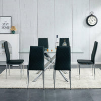 Set of 6 Modern High Back Armless Dining Chairs with Electroplated Metal Legs and PU Leather Seats for Home and Office