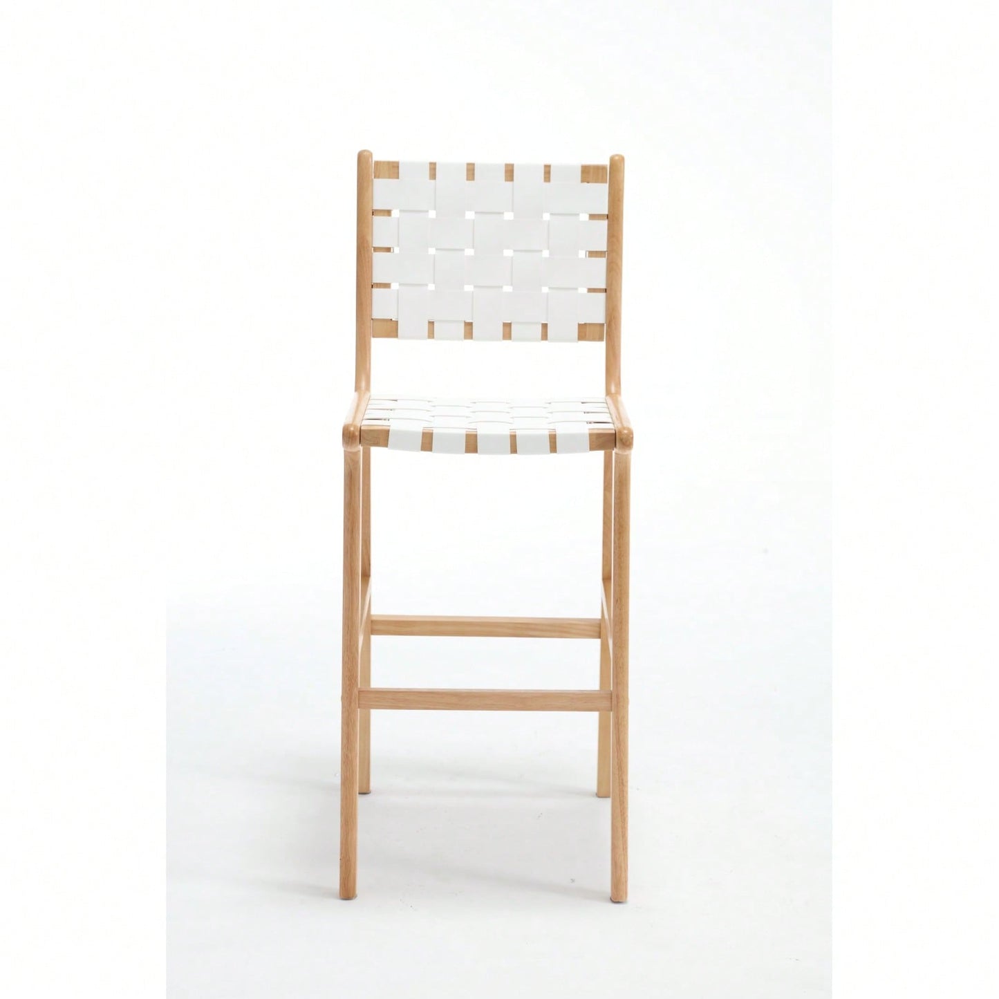 Woven Bar Chair With Solid Wood Legs, Suitable For Living Room, Kitchen And Other Leisure Areas