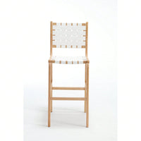 Woven Bar Chair With Solid Wood Legs, Suitable For Living Room, Kitchen And Other Leisure Areas