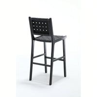 Woven Bar Chair With Solid Wood Legs, Suitable For Living Room, Kitchen And Other Leisure Areas