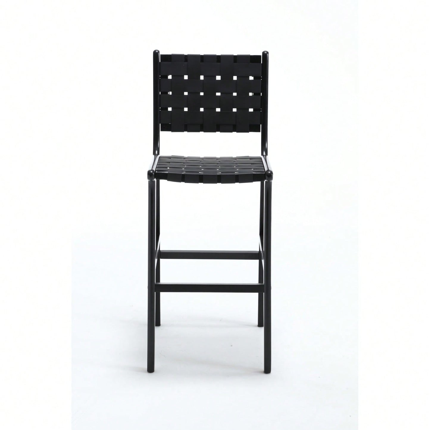 Woven Bar Chair With Solid Wood Legs, Suitable For Living Room, Kitchen And Other Leisure Areas