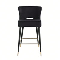 Contemporary Velvet Upholstered Counter Height Stool, Set Of 2, With Gold Tipped Legs For Kitchen Island, Bar 22 Inches