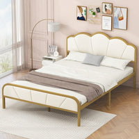 Upholstered Full Size Platform Bed Frame with Metal Support Headboard and Footboard No Box Spring Required Easy Assembly