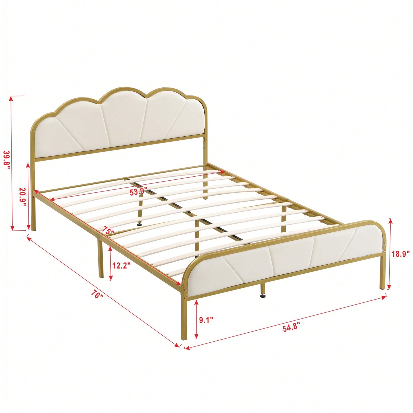 Upholstered Full Size Platform Bed Frame with Metal Support Headboard and Footboard No Box Spring Required Easy Assembly