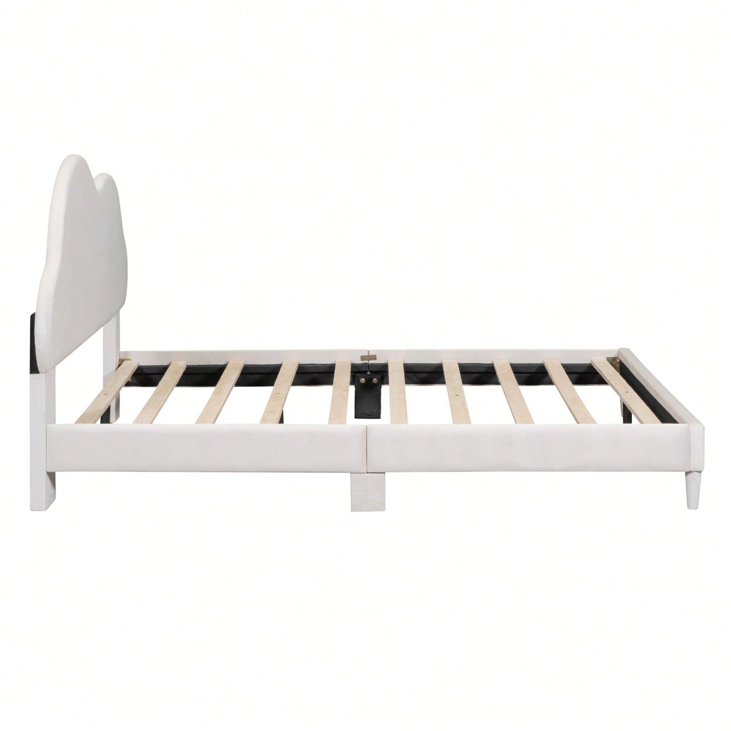 Velvet Upholstered Full Size Platform Bed with Cloud Headboard Sturdy Wood Slats Easy Assembly No Box Spring Required