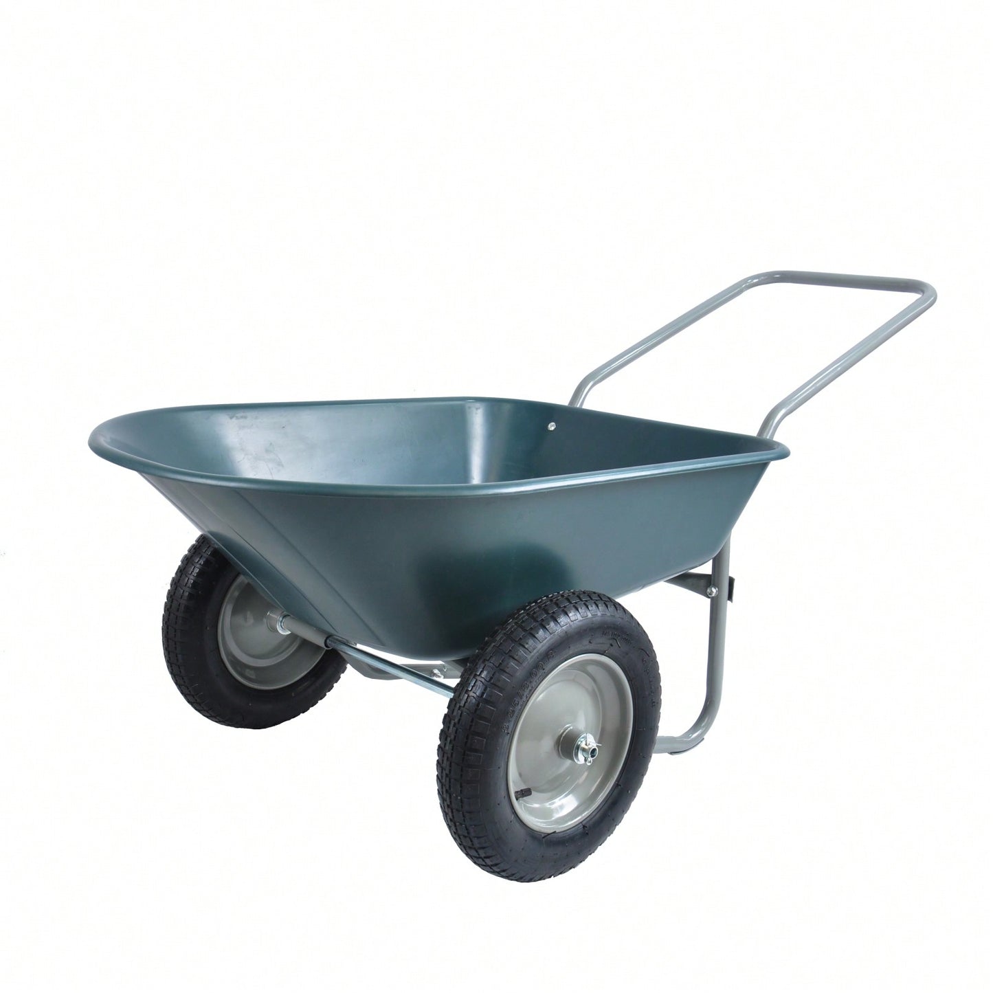 Heavy Duty Garden Cart 300 Lbs Capacity 5 Cubic Feet Poly Tray with Pneumatic Tires for Easy Maneuverability in Lawn and Garden Use