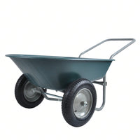 Heavy Duty Garden Cart 300 Lbs Capacity 5 Cubic Feet Poly Tray with Pneumatic Tires for Easy Maneuverability in Lawn and Garden Use