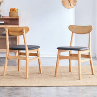 Elegant Upholstered Solid Wood Dining Chairs Set of 2 with Curved Back and Comfortable PU Cushion for Kitchen Dining Room Office