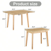 47.2 Inch Foldable Table with Rubber Wood Legs for Dining and Office Use Space-Saving Multifunctional Desk for Home and Restaurant