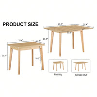 47.2 Inch Foldable Table with Rubber Wood Legs for Dining and Office Use Space-Saving Multifunctional Desk for Home and Restaurant