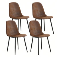 Modern Farmhouse Dining Chairs Set of 4 Upholstered Linen Fabric Side Chairs with Soft Cushions and Black Metal Legs for Kitchen and Lounge