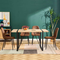 Modern Farmhouse Dining Chairs Set of 4 Upholstered Linen Fabric Side Chairs with Soft Cushions and Black Metal Legs for Kitchen and Lounge