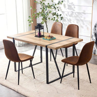 Modern Farmhouse Dining Chairs Set of 4 Upholstered Linen Fabric Side Chairs with Soft Cushions and Black Metal Legs for Kitchen and Lounge