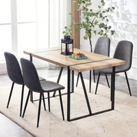 Modern Farmhouse Dining Chairs Set of 4 Upholstered Linen Fabric Side Chairs with Soft Cushions and Black Metal Legs for Kitchen and Lounge