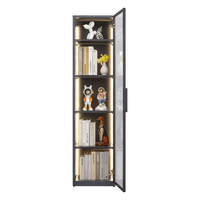 Modern LED Display Cabinet with Adjustable Shelves Single Door Glass Showcase for Living Room Bedroom Office
