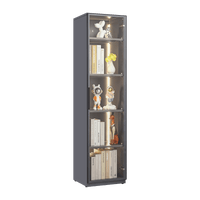Modern LED Display Cabinet with Adjustable Shelves Single Door Glass Showcase for Living Room Bedroom Office