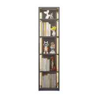 Modern LED Display Cabinet with Adjustable Shelves Single Door Glass Showcase for Living Room Bedroom Office