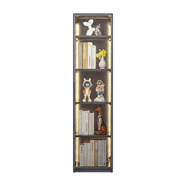 Modern LED Display Cabinet with Adjustable Shelves Single Door Glass Showcase for Living Room Bedroom Office