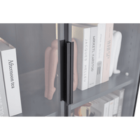 Modern LED Display Cabinet with Adjustable Shelves Single Door Glass Showcase for Living Room Bedroom Office