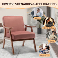 Mid-Century Modern Wingback Chair with Thick Cushioning and Solid Wood Frame for Living Room Bedroom Lounge Supports 300 Lbs