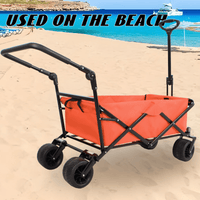 All-Terrain Heavy Duty Folding Wagon Cart with Cover 230Lbs Capacity for Camping Beach Groceries and Outdoor Use