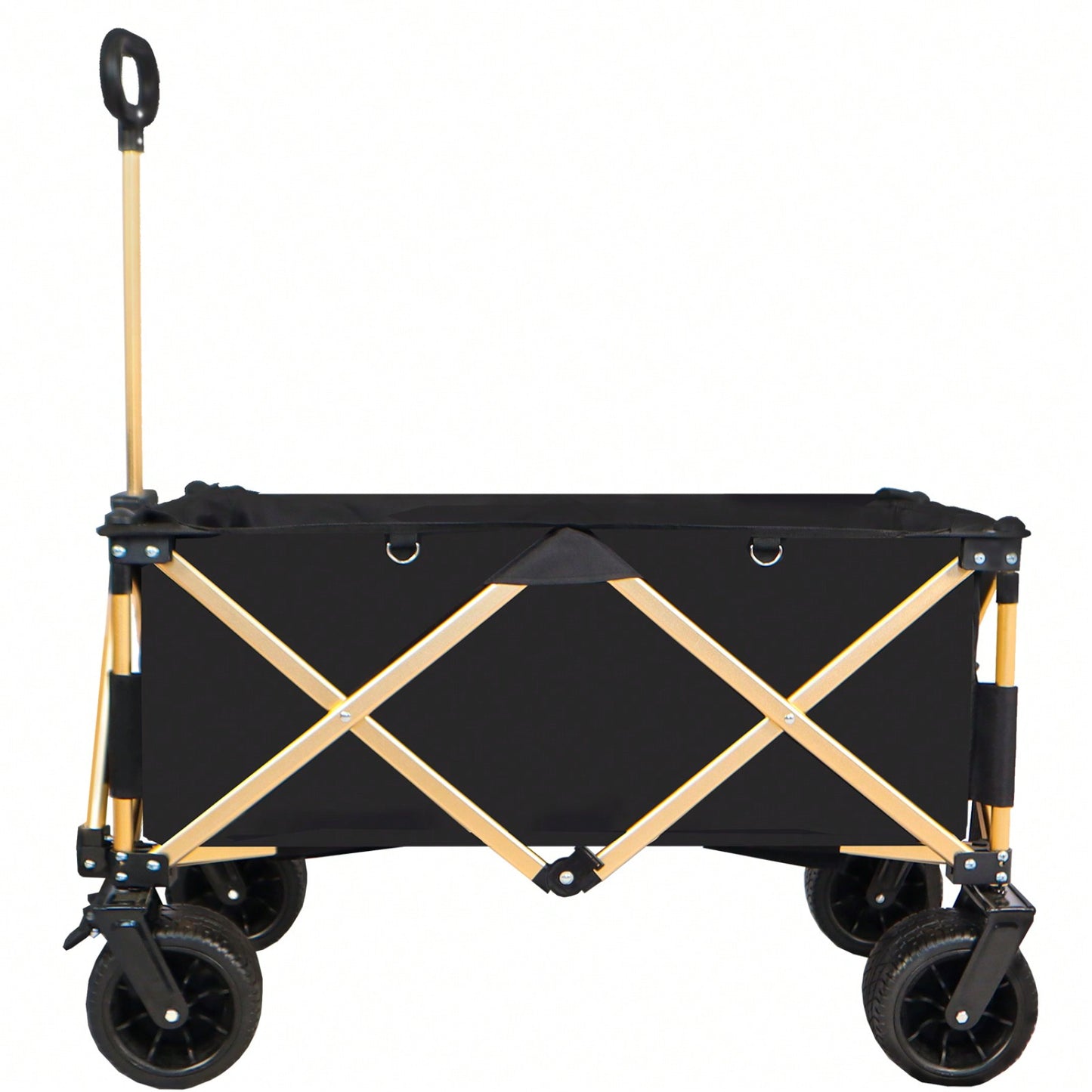 All-Terrain Folding Utility Wagon Cart with Adjustable Handle and Cup Holders for Camping Beach Shopping Supports 225lbs