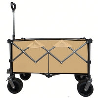 All-Terrain Heavy Duty Folding Wagon Cart with Waterproof Fabric Adjustable Handle and Cup Holders for Camping Beach and Shopping