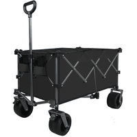 All-Terrain Heavy Duty Folding Wagon Cart with Waterproof Fabric Adjustable Handle and Cup Holders for Camping Beach and Shopping