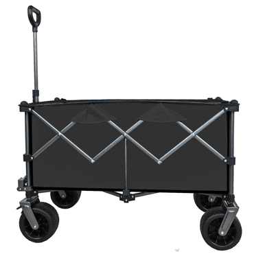 All-Terrain Heavy Duty Folding Wagon Cart with Waterproof Fabric Adjustable Handle and Cup Holders for Camping Beach and Shopping