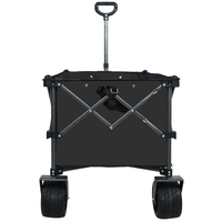 All-Terrain Heavy Duty Folding Wagon Cart with Waterproof Fabric Adjustable Handle and Cup Holders for Camping Beach and Shopping