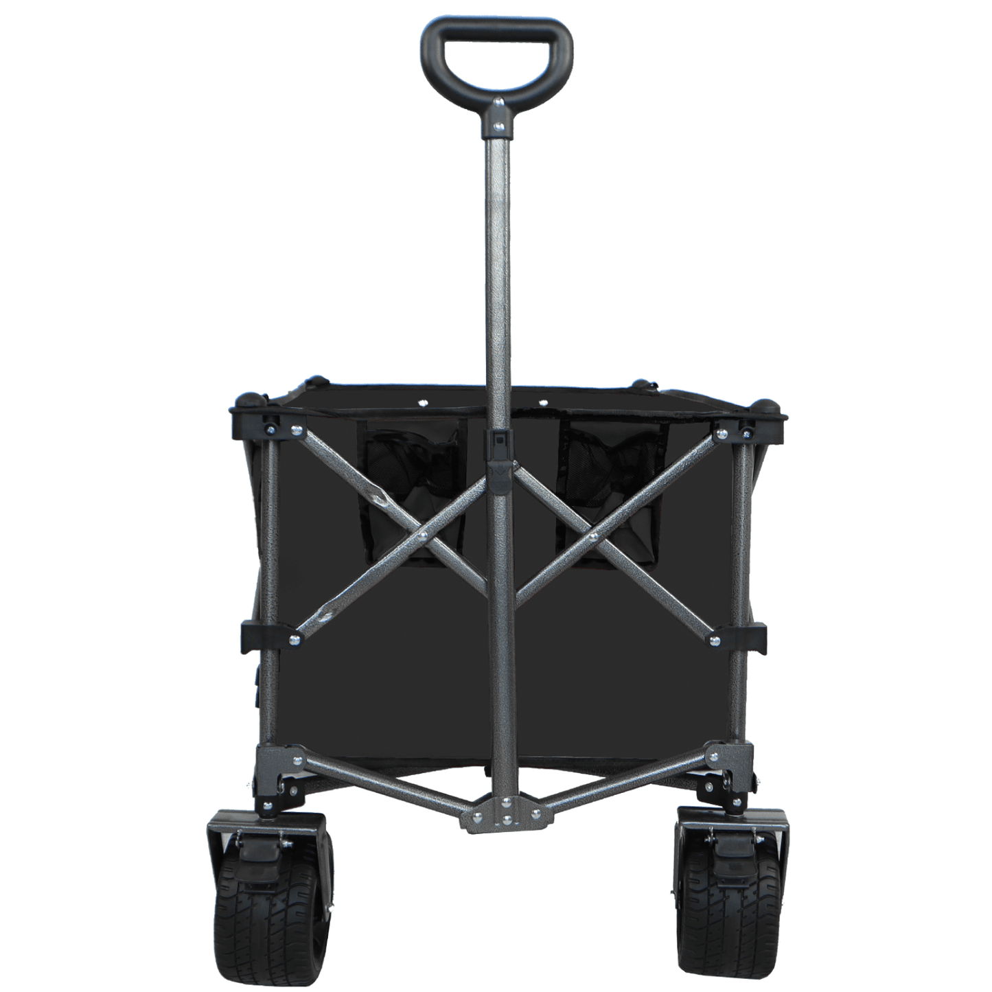 All-Terrain Heavy Duty Folding Wagon Cart with Waterproof Fabric Adjustable Handle and Cup Holders for Camping Beach and Shopping