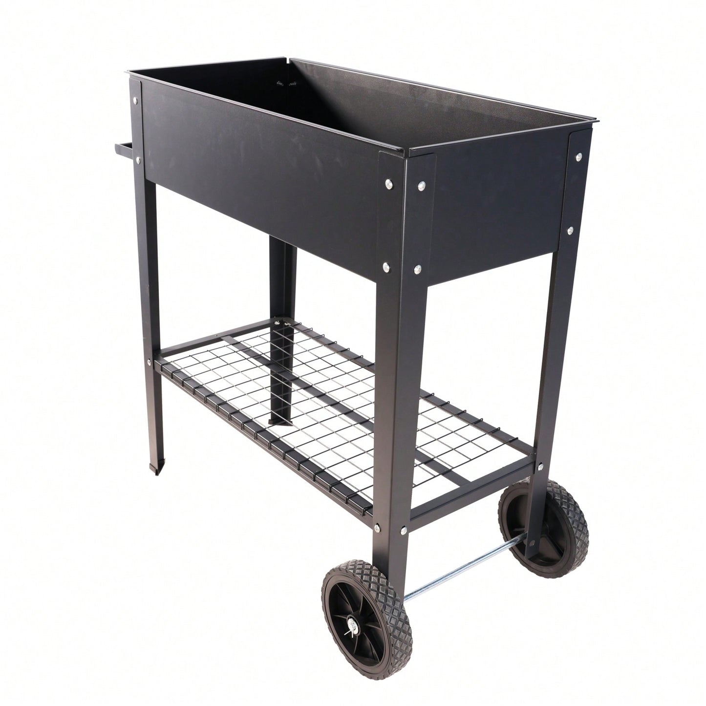 Waist High Elevated Metal Garden Bed on Wheels for Easy Mobility - Perfect for Vegetables Herbs Flowers with Drainage and Storage Shelf