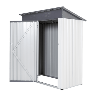 Heavy Duty Outdoor Metal Storage Shed 5x3ft Weatherproof Garden Tool Organizer with Sloped Roof and Hinged Door